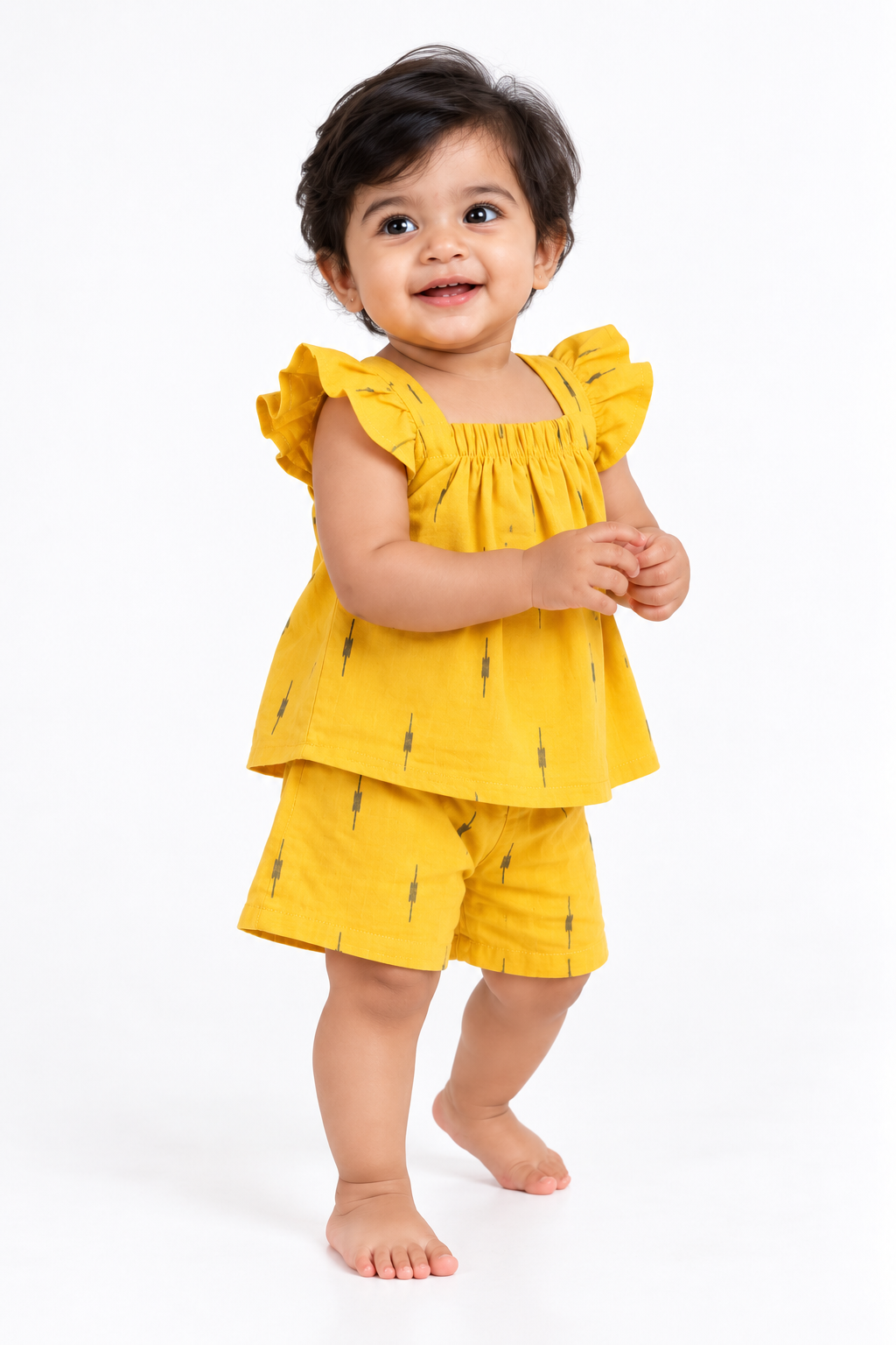 Mustard Woven Top & Shorts Set