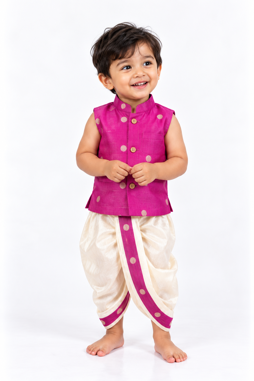 Magenta Butta Shirt & Dhoti Pant Set