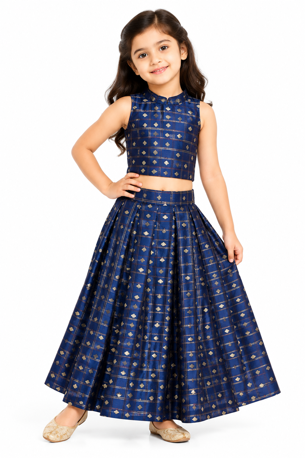 Neela Pon Kattam Pavadai Set