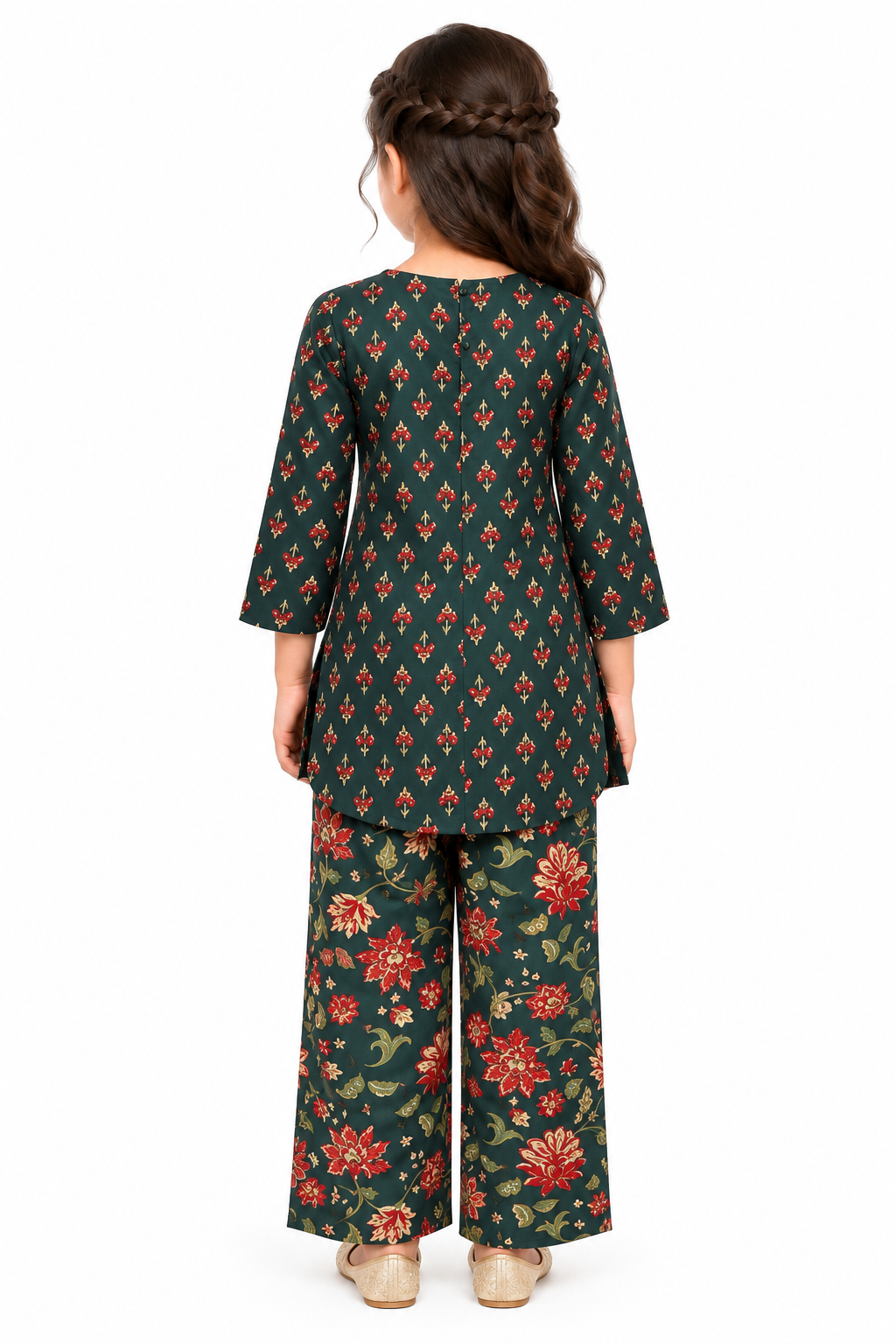 Bottle Green Aranya Bloom Kurti Set