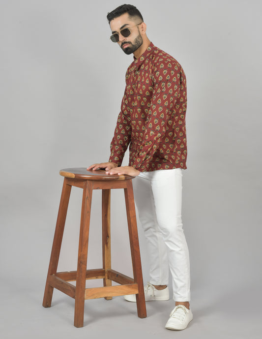 Maroon Buta Short Kurta