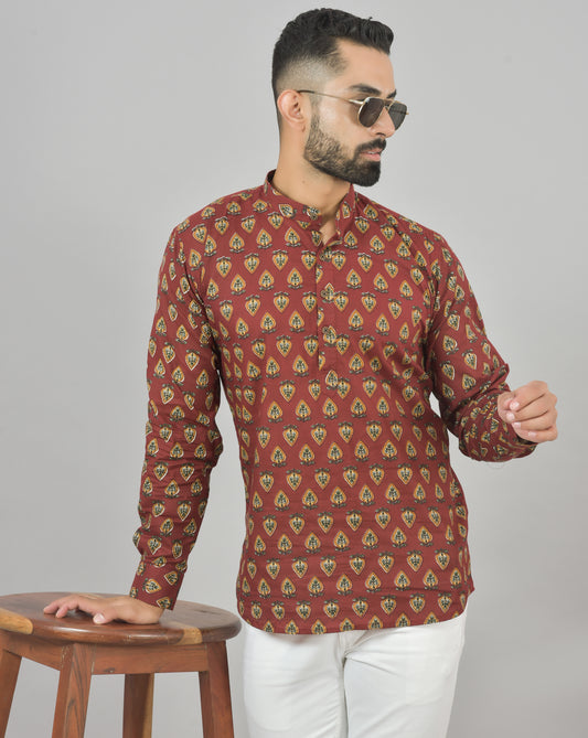 Maroon Buta Short Kurta