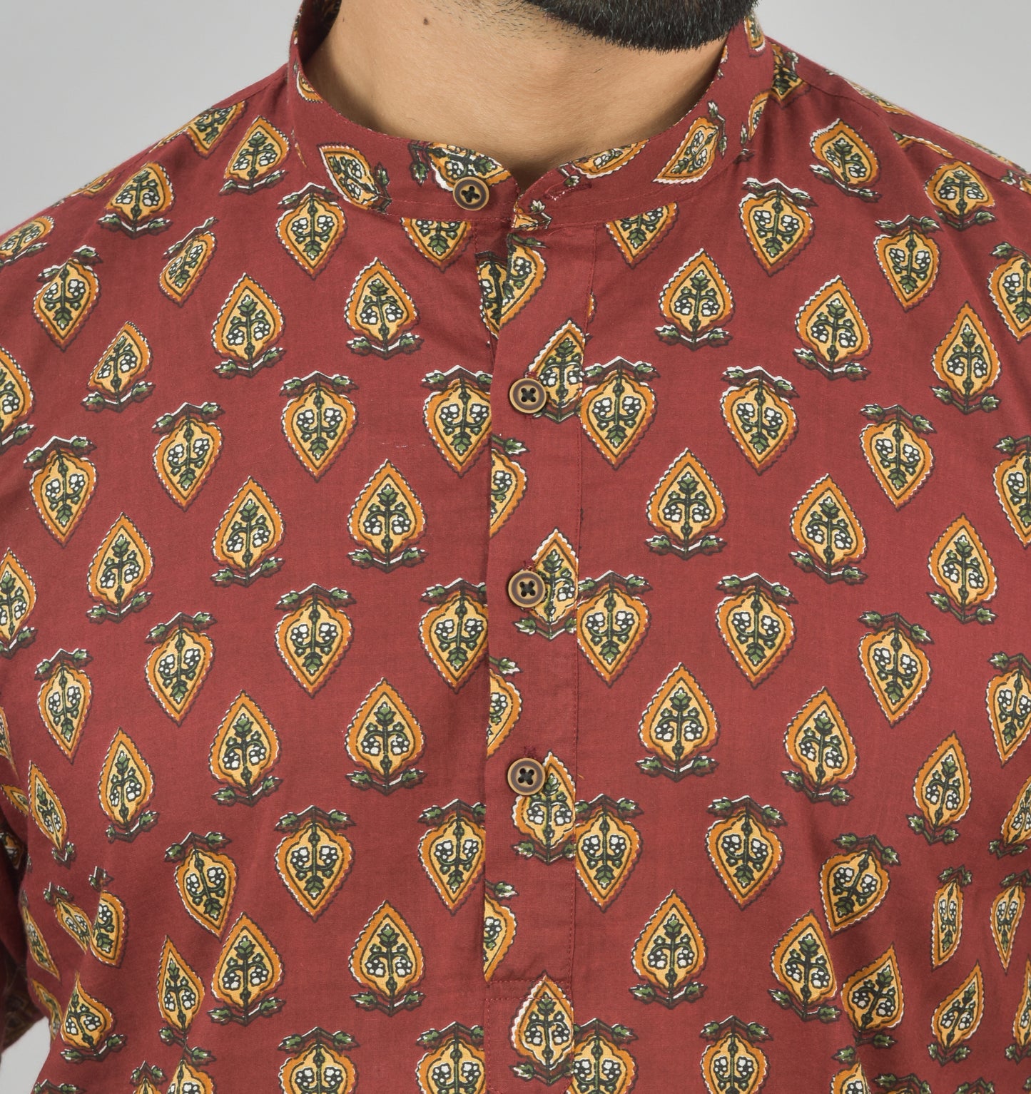 Maroon Buta Short Kurta