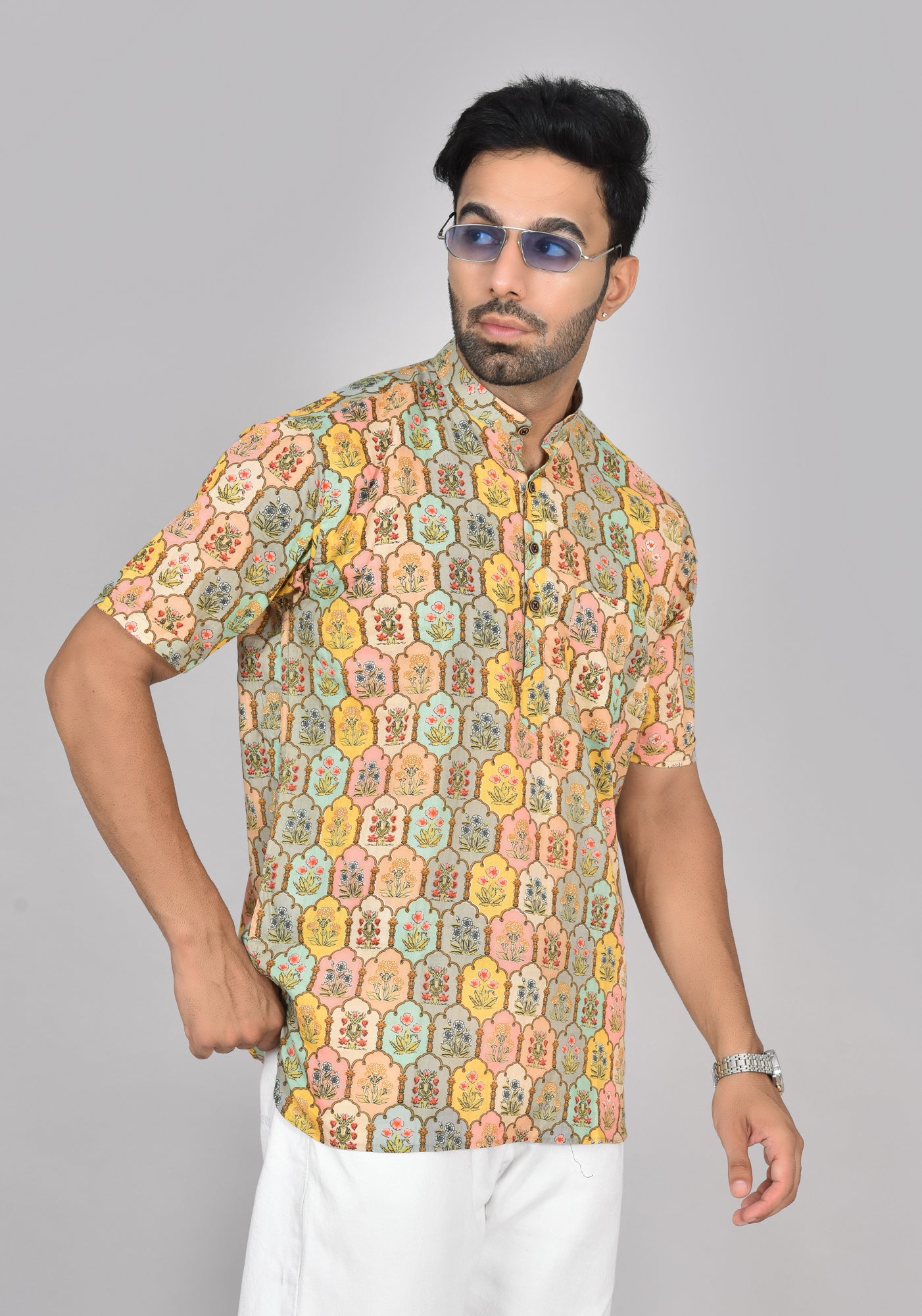 Cotton Candy Taj Mahal Short Sleeves Kurta