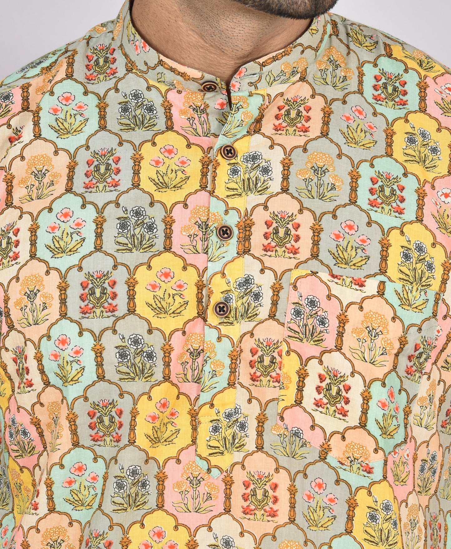 Cotton Candy Taj Mahal Short Sleeves Kurta