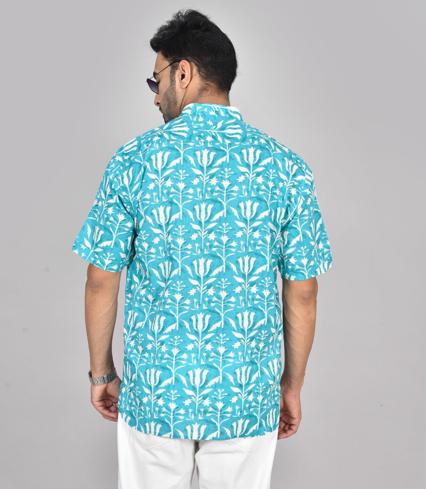 Blue Chemangi Short Sleeves Kurta