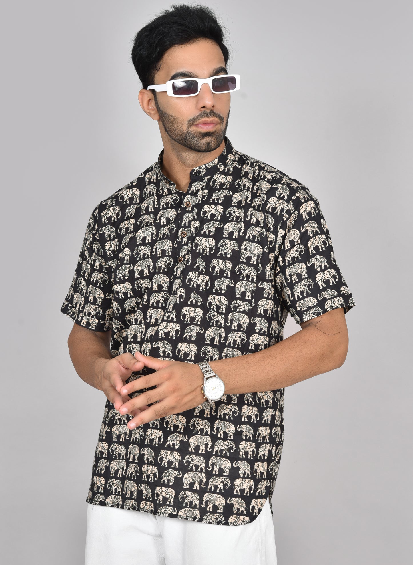 Black Kumki Short Sleeves Kurta