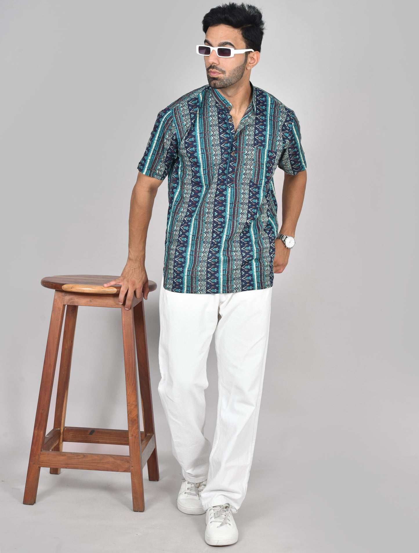 Blue Coral Short Sleeves Kurta