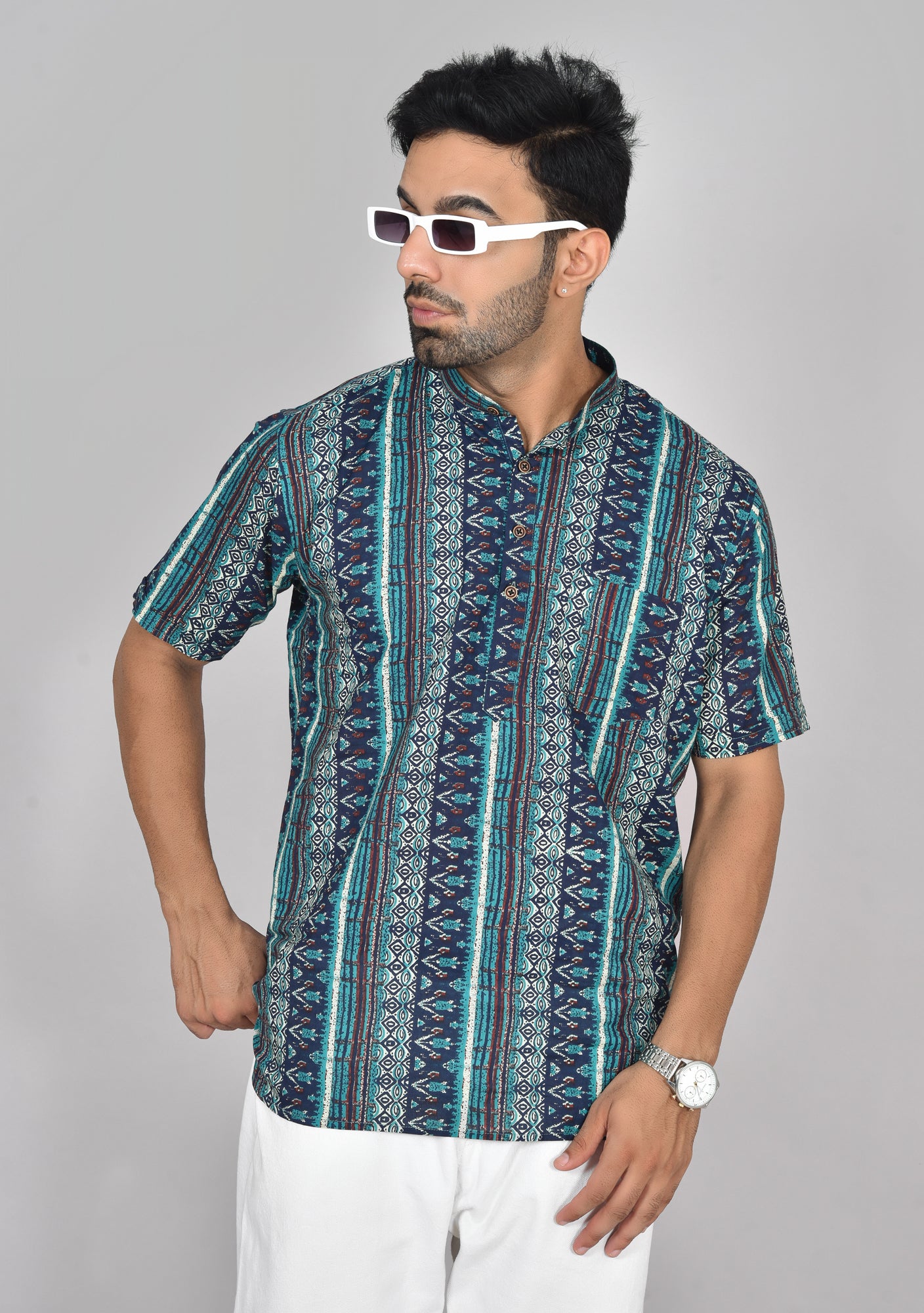 Blue Coral Short Sleeves Kurta