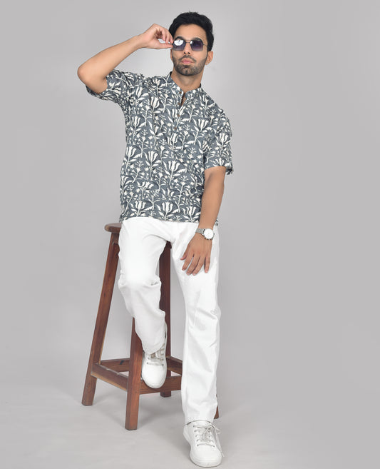 Grey Chemangi Short Sleeves Kurta