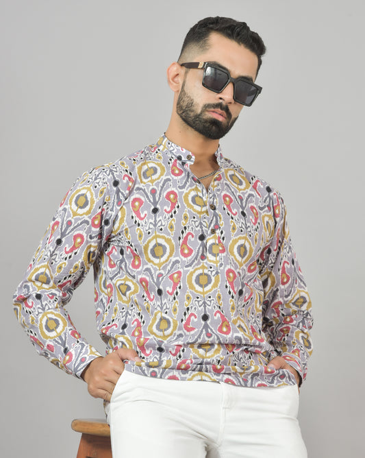 Grey Kaleidoscope Short Kurta