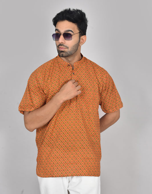 Mandarin Vamsam Short Sleeves Kurta Family