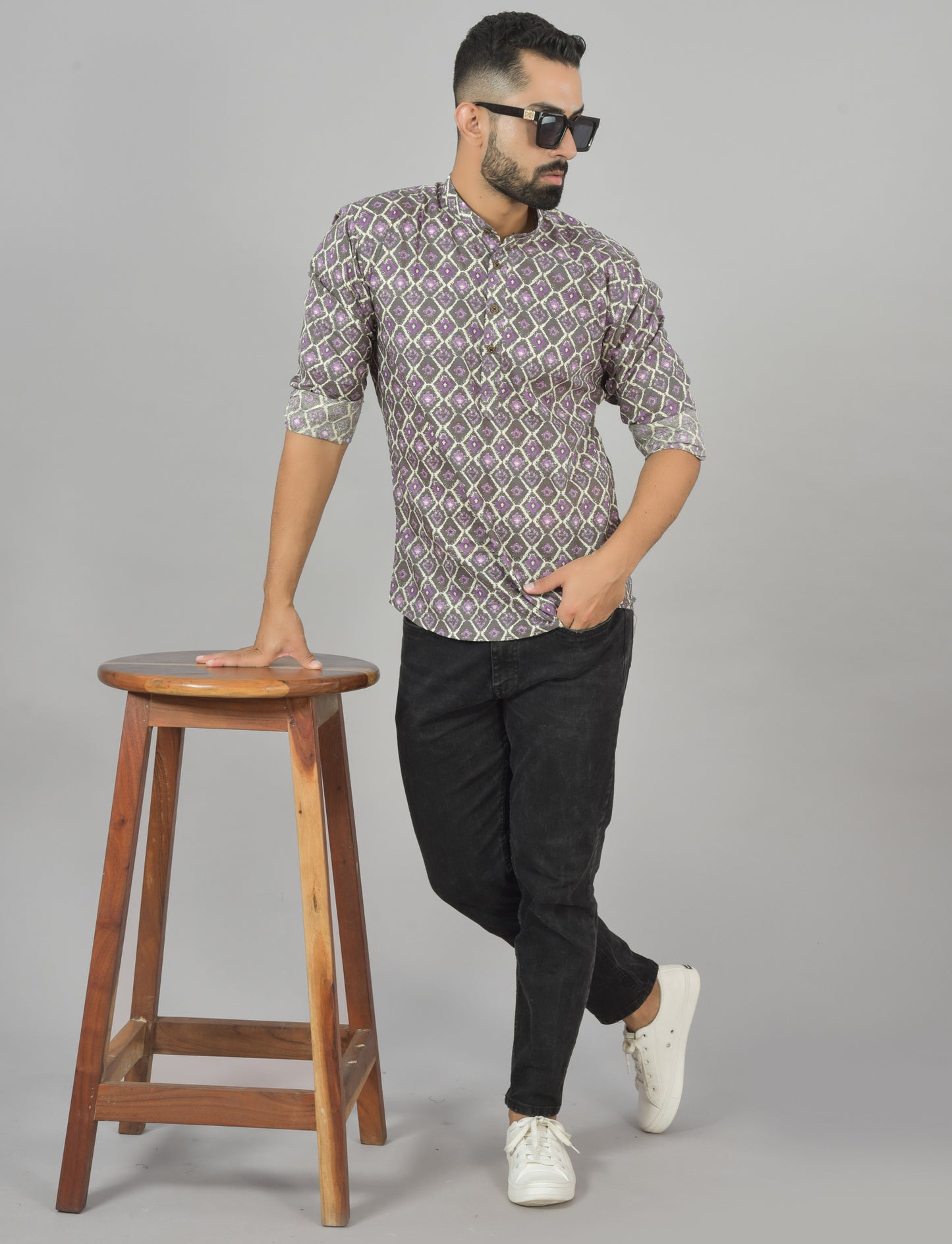 Grey Ootha Vairum Short Kurta