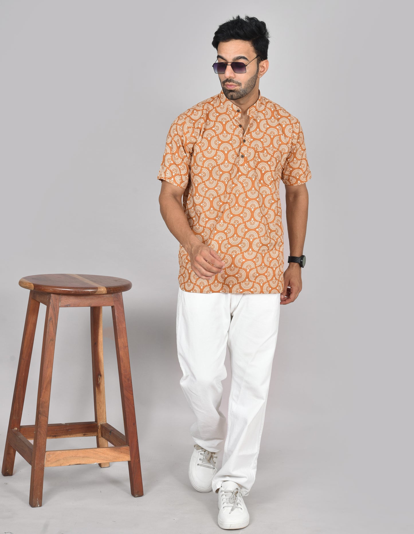 Brown Mayil Short Sleeves Kurta