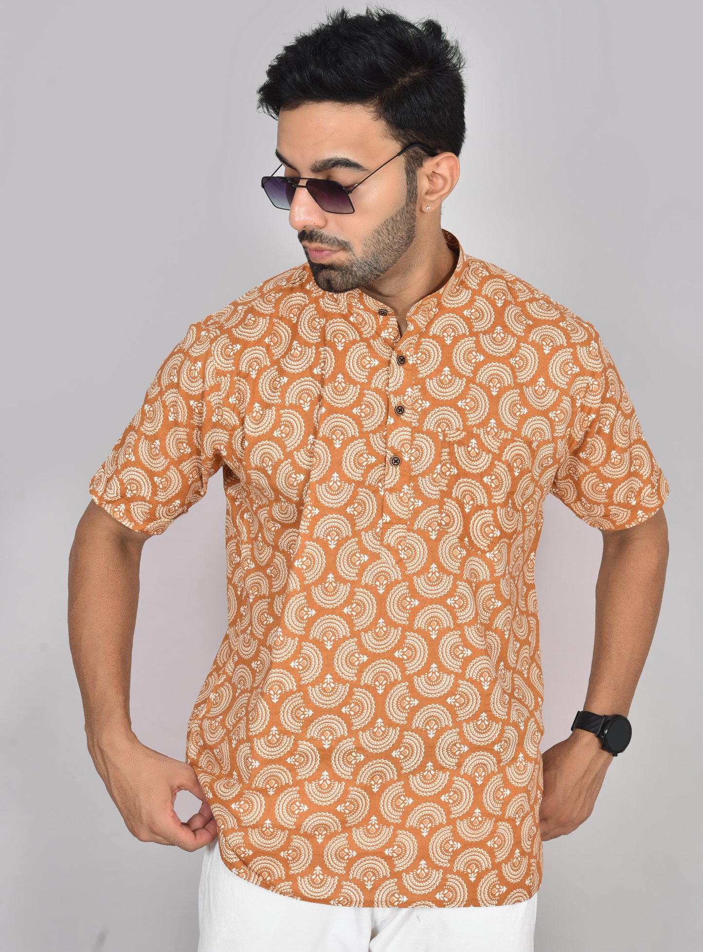 Brown Mayil Short Sleeves Kurta