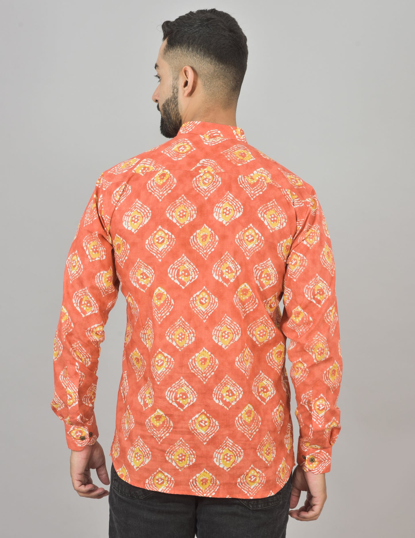 Rust Printed Short Kurta