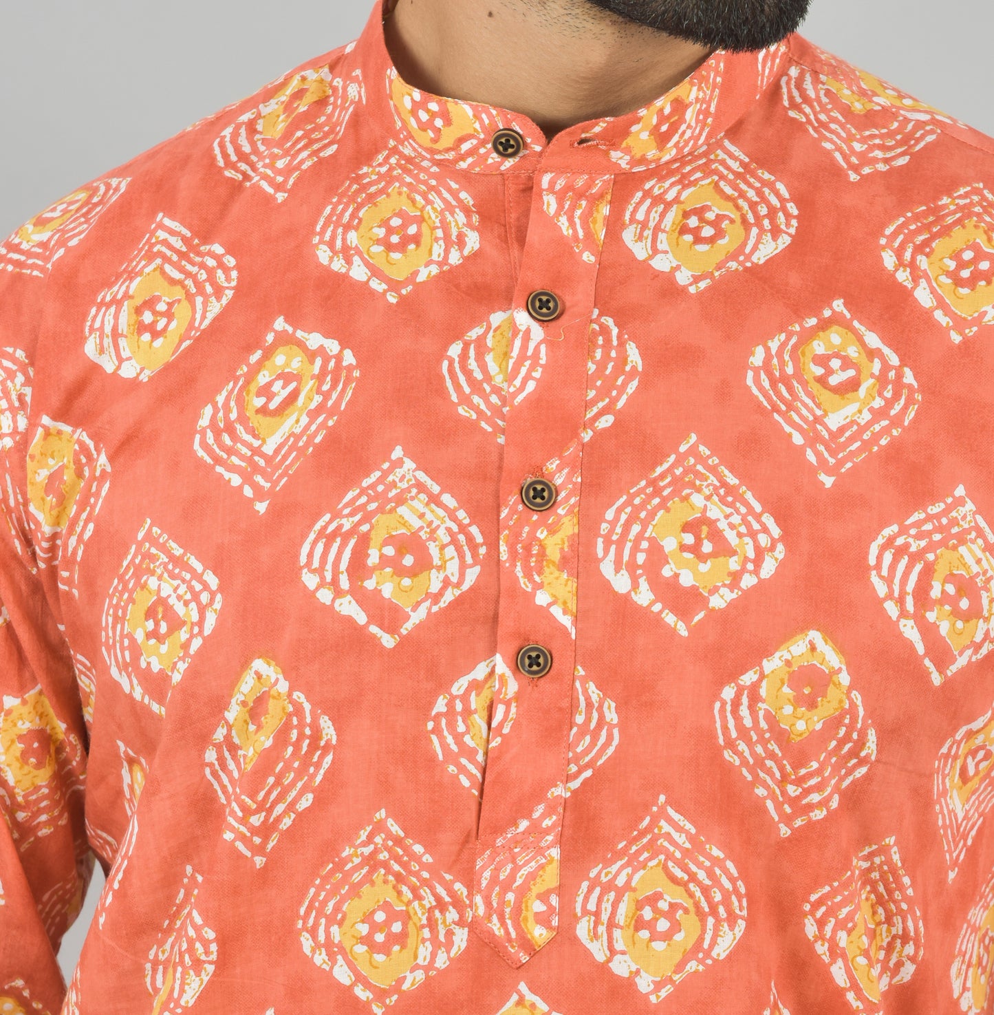 Rust Printed Short Kurta