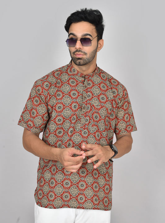 Red Rudraaga Short Sleeves Kurta