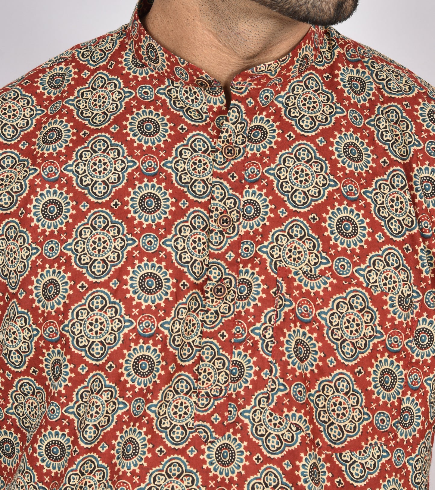 Red Rudraaga Short Sleeves Kurta