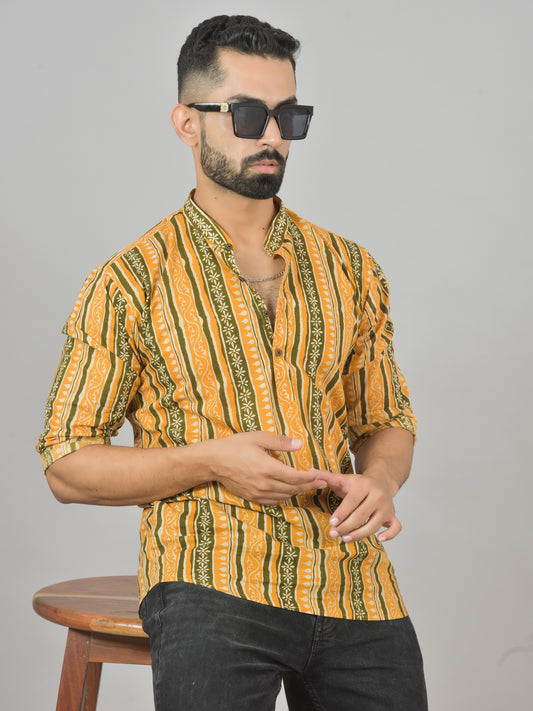 Olive Stripe Short Kurta