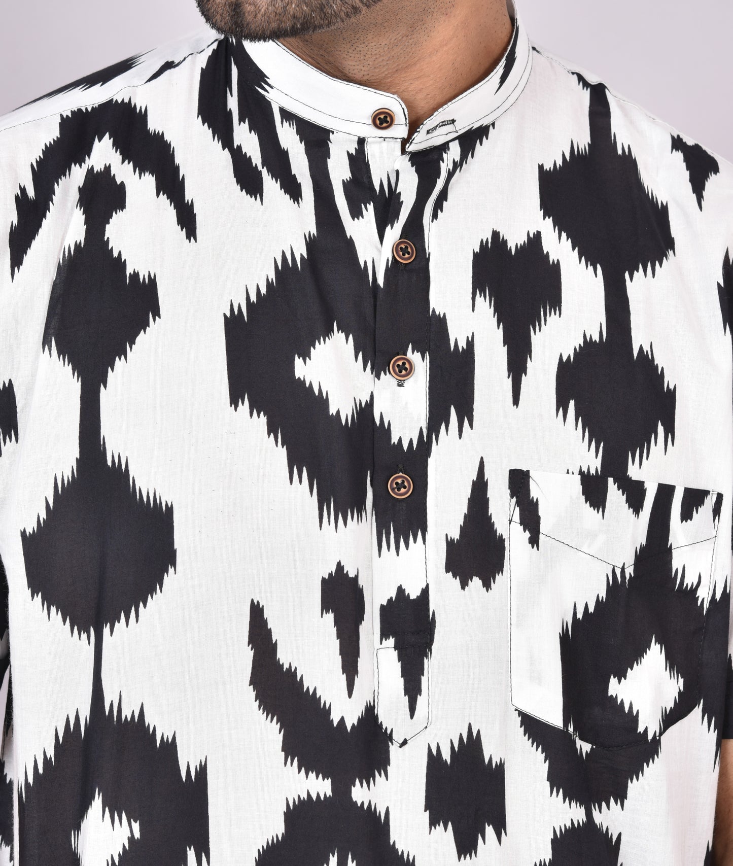 White Kung Fu Panda Short Sleeves Kurta