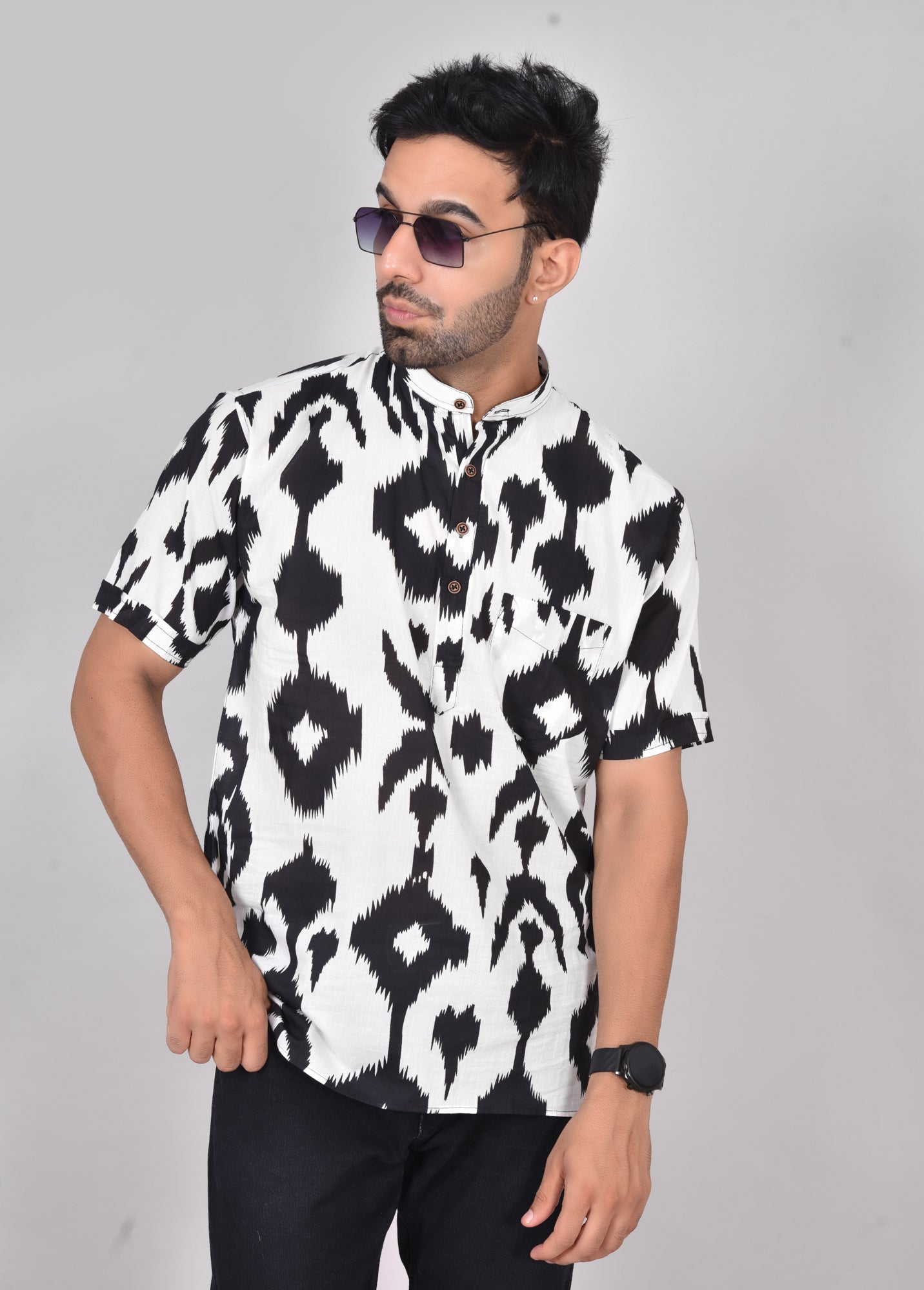 White Kung Fu Panda Short Sleeves Kurta
