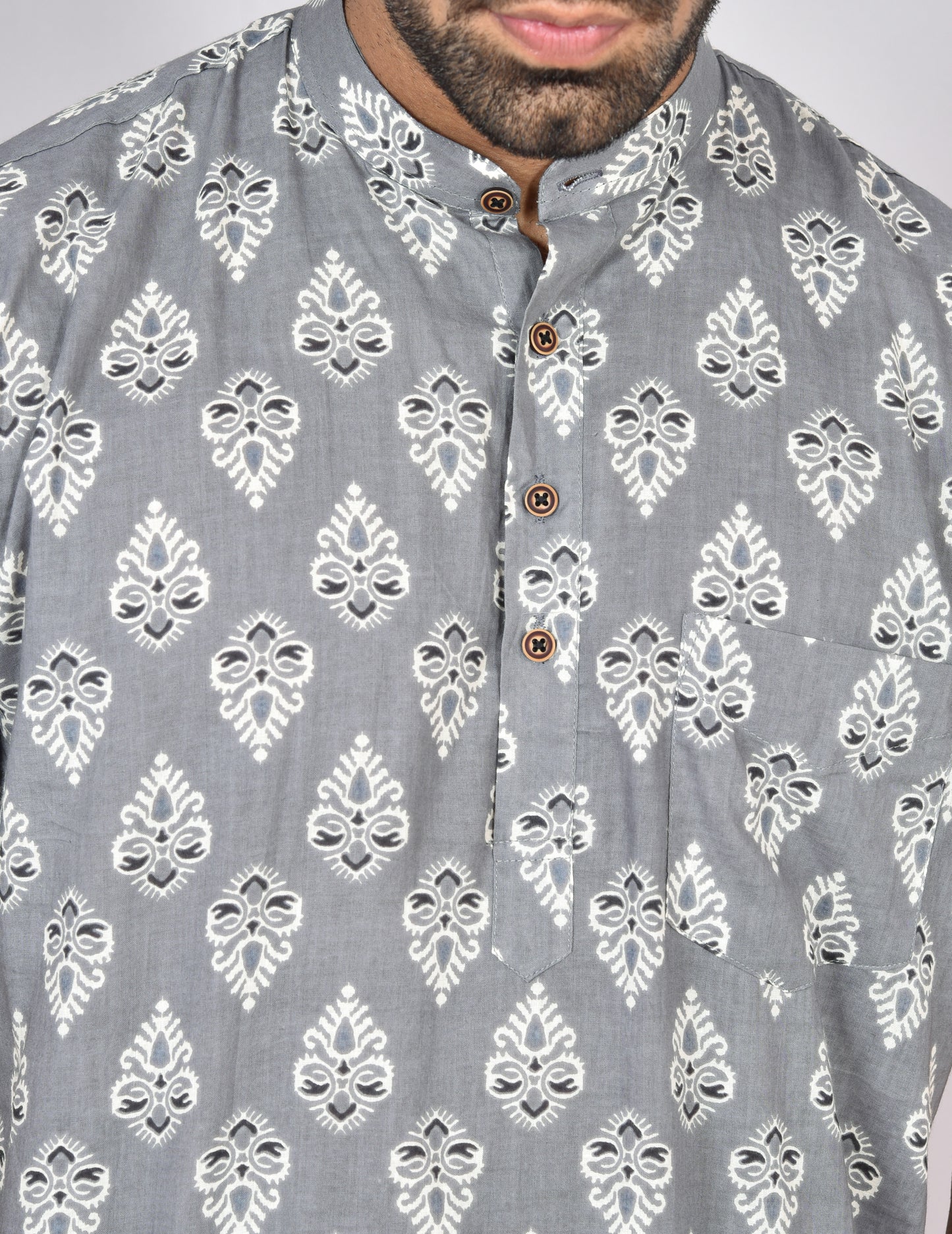 Grey Kalasam Short Sleeves Kurta