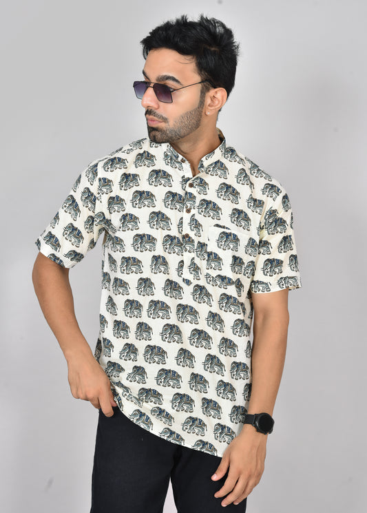 Blue Indragaj Short Sleeves Kurta
