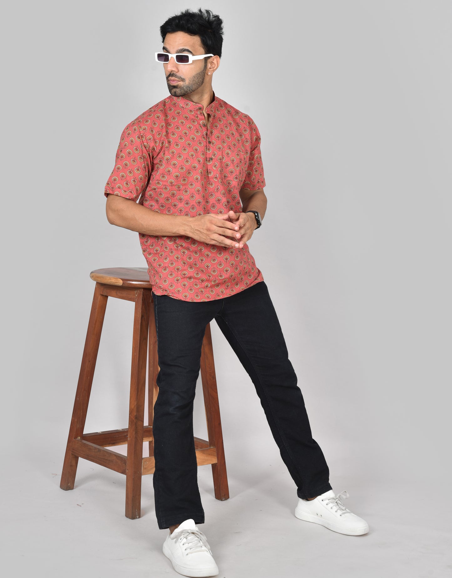 Rangoli Red Short Sleeves Kurta