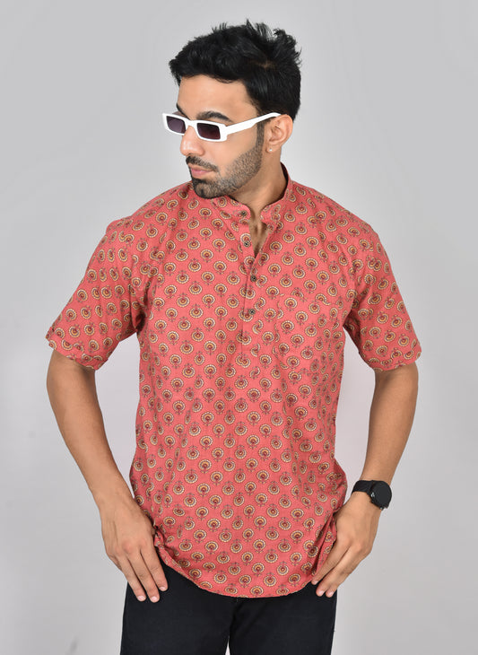 Rangoli Red Short Sleeves Kurta