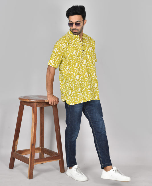 Olive Chemangi Short Sleeves Kurta