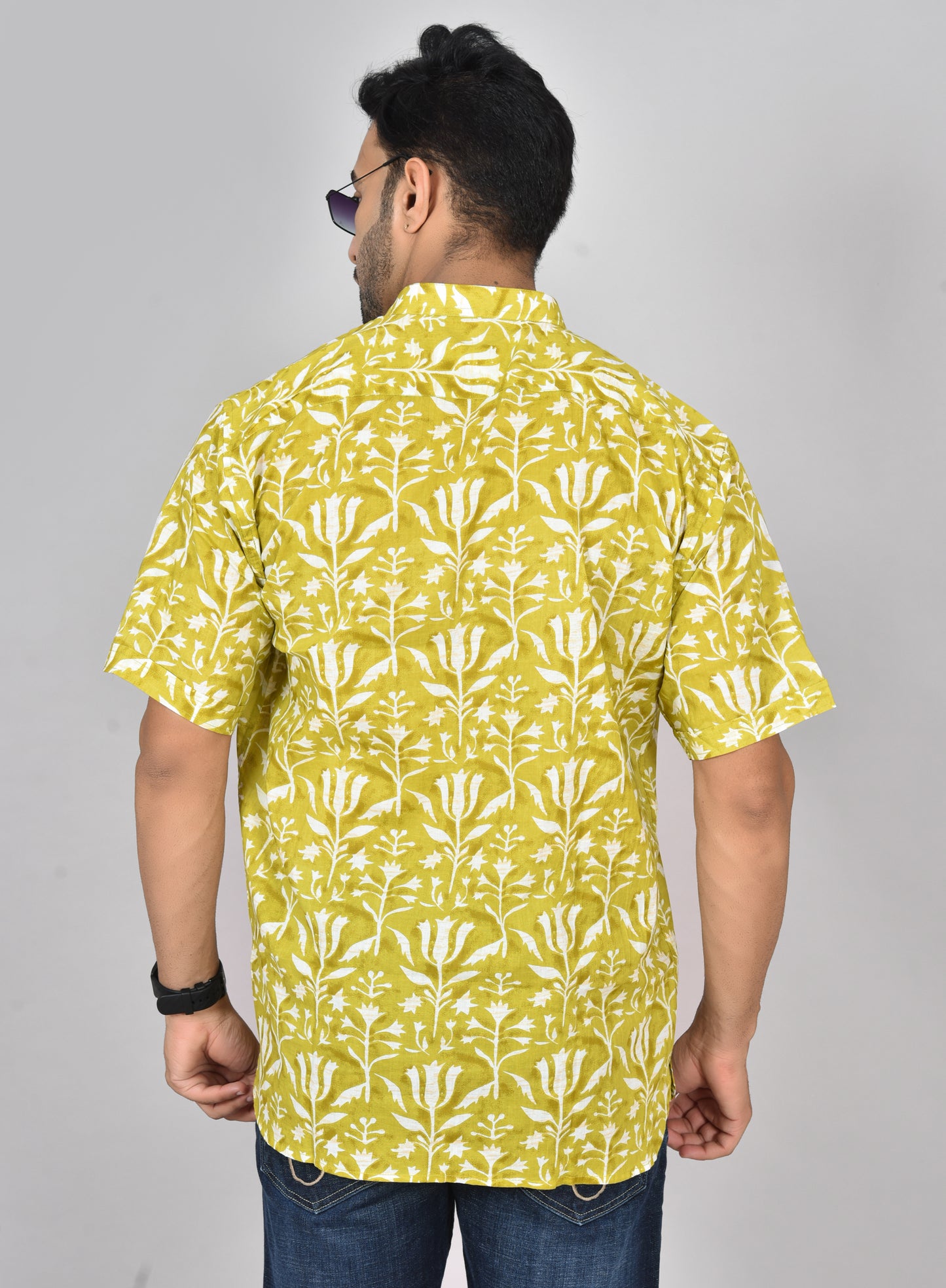 Olive Chemangi Short Sleeves Kurta