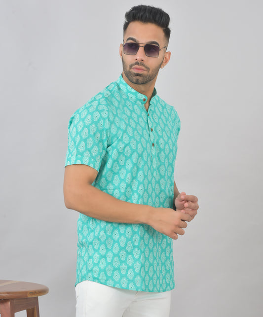 Tiffany Blue Manga Short Sleeves Kurta