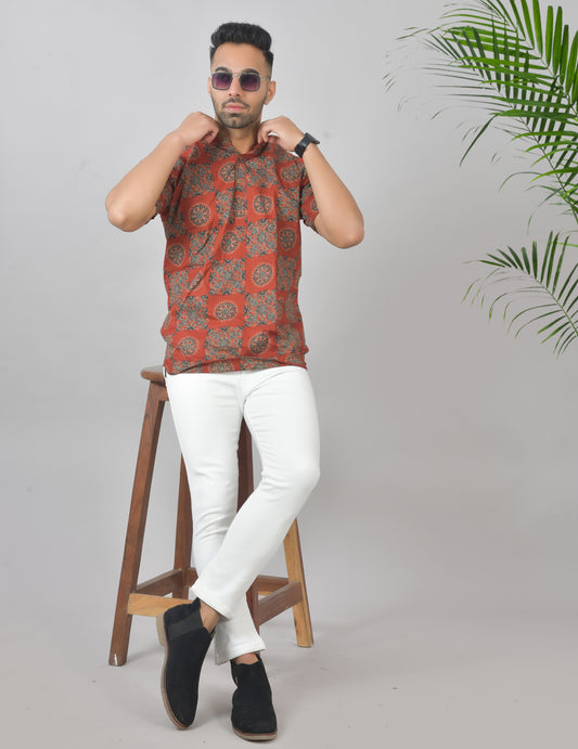 Sivapu Chakkra Short Sleeves Kurta