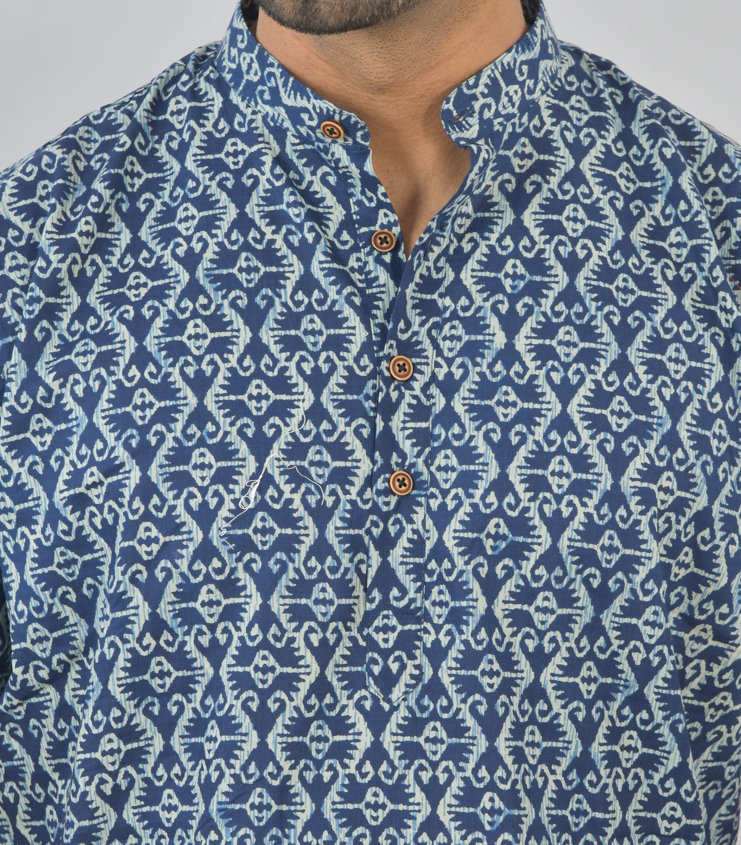 Blue Zig-Zag Short Sleeves Kurta