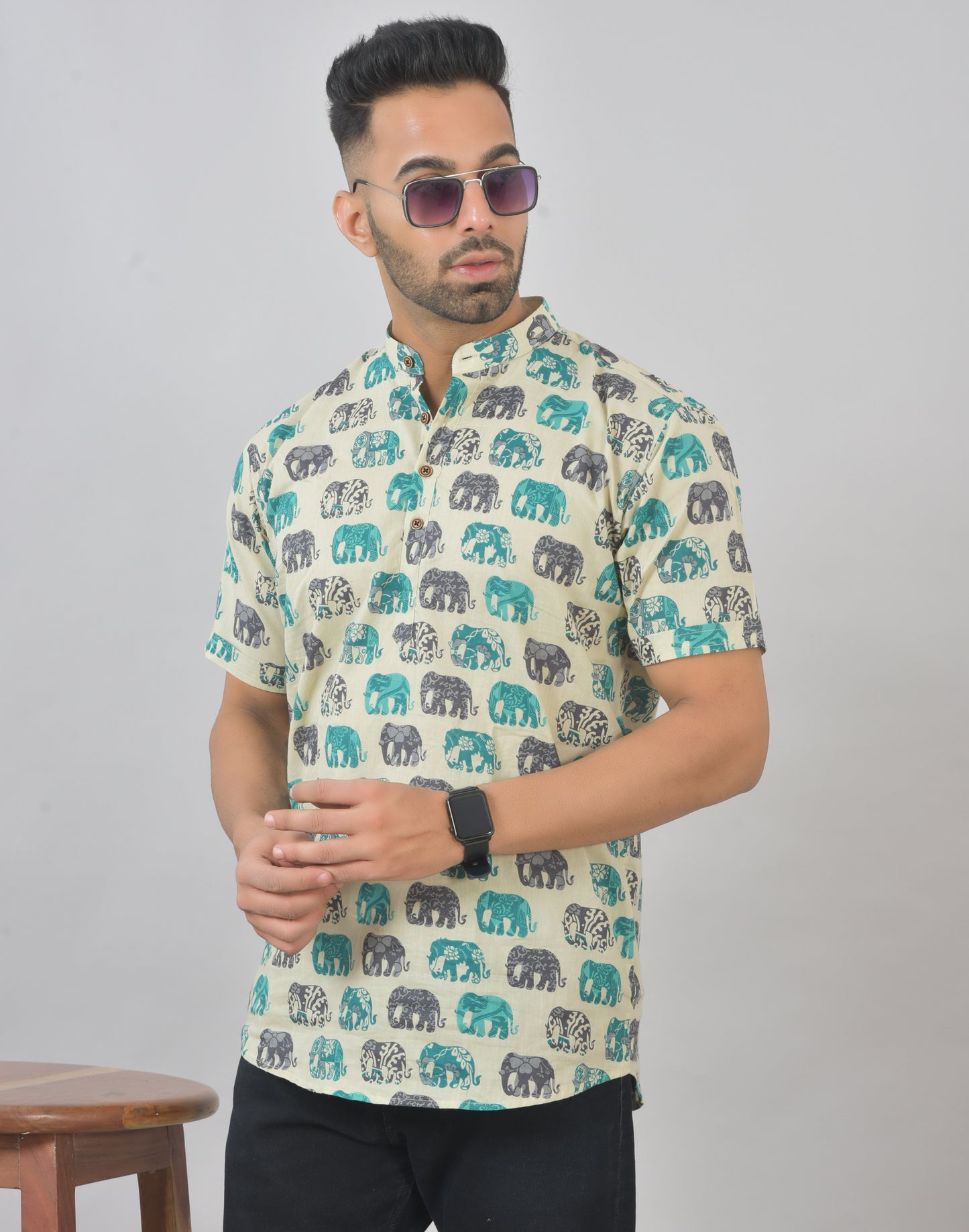 Tiffany Blue Yaanai Short Sleeves Kurta