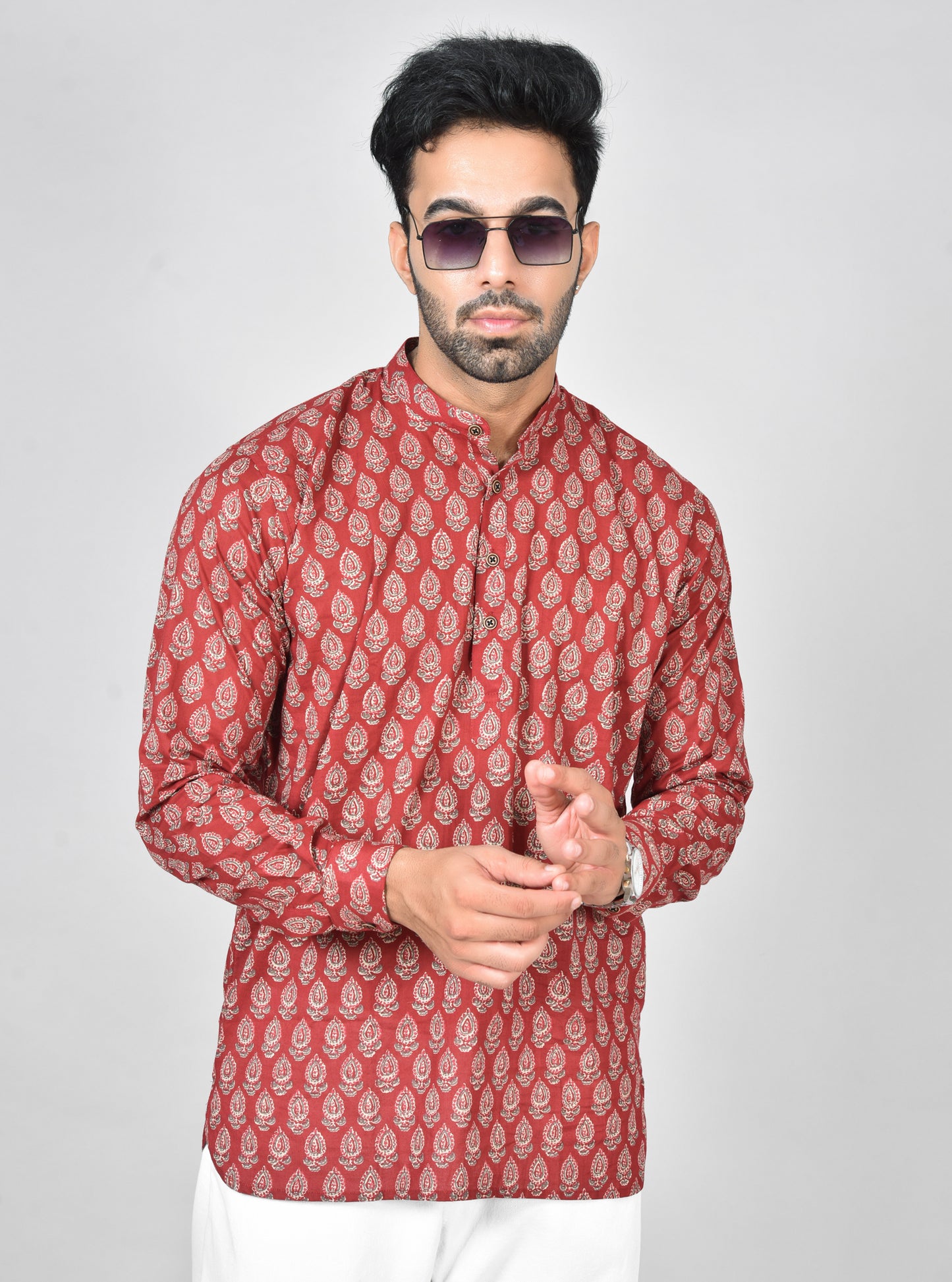 Maroon Ambi Long Sleeves Kurta