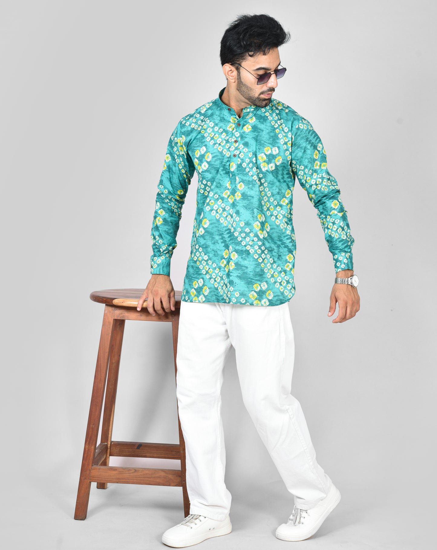 Green Dice Long Sleeves Kurta