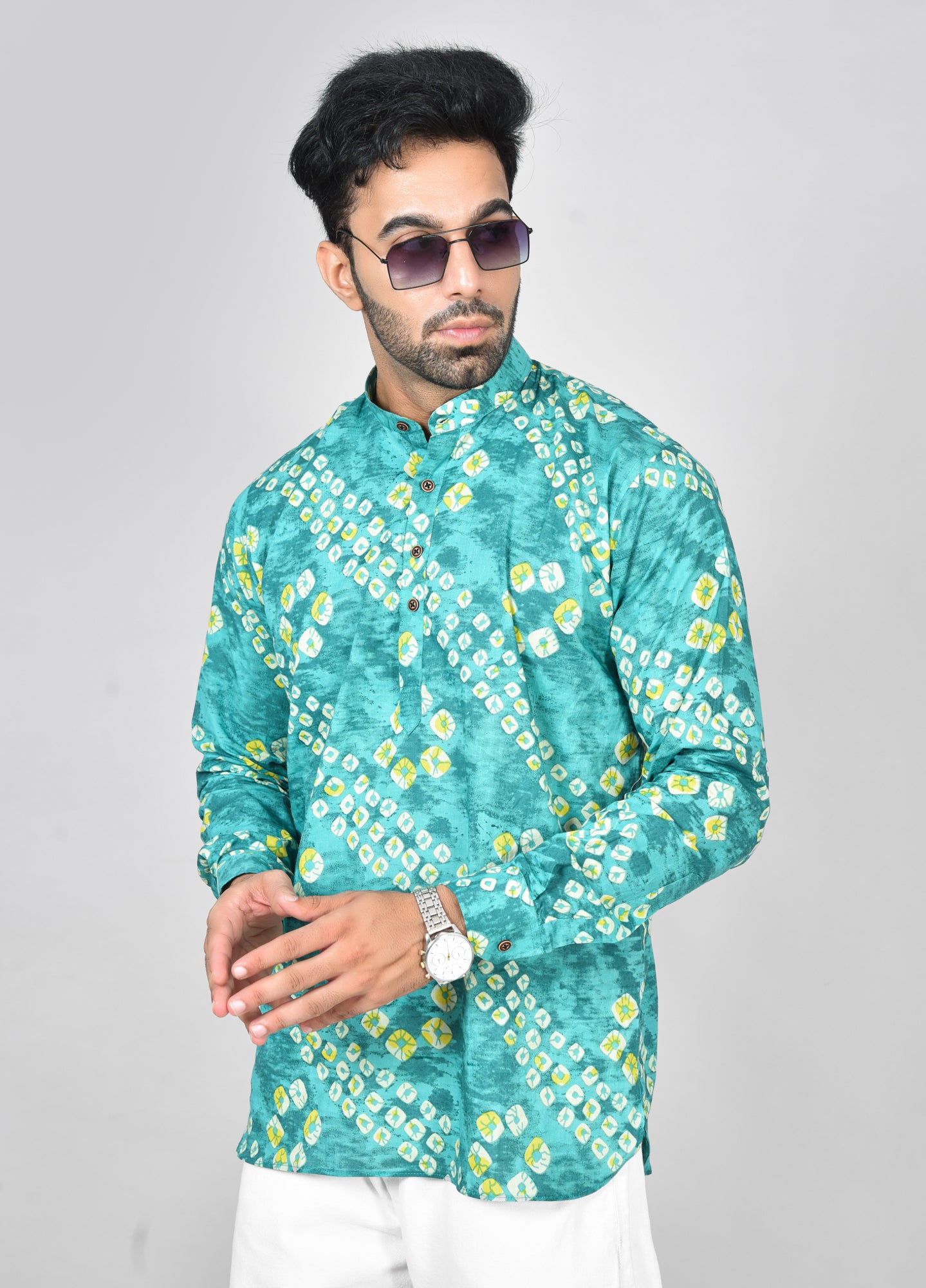Green Dice Long Sleeves Kurta