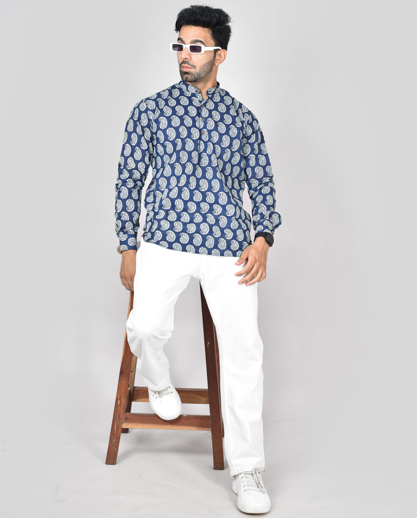 Blue Vrinda Long Sleeves Kurta