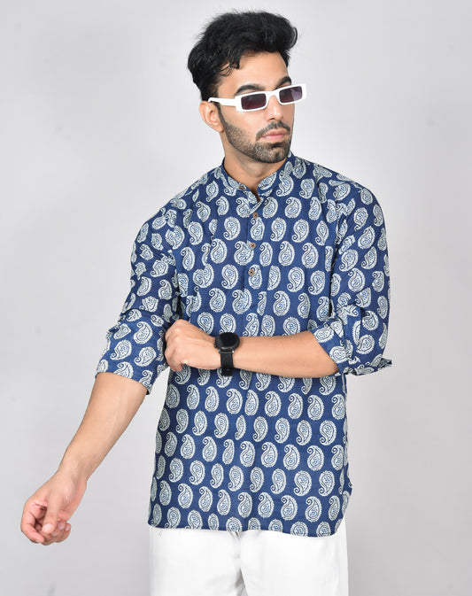Blue Vrinda Long Sleeves Kurta
