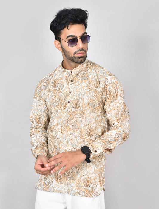 Honey Gold Paisley Long Sleeves Kurta