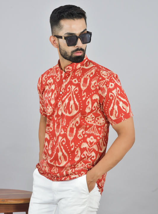 Vintage Burnt Orange Short Sleeve Kurta