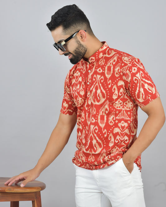 Vintage Burnt Orange Short Sleeve Kurta