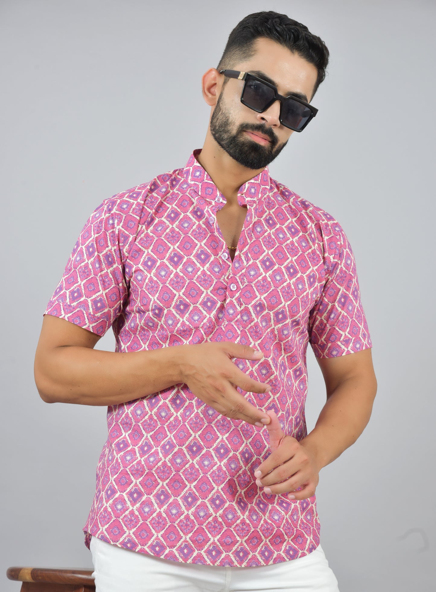 Pink Ootha Short Sleeve Kurta