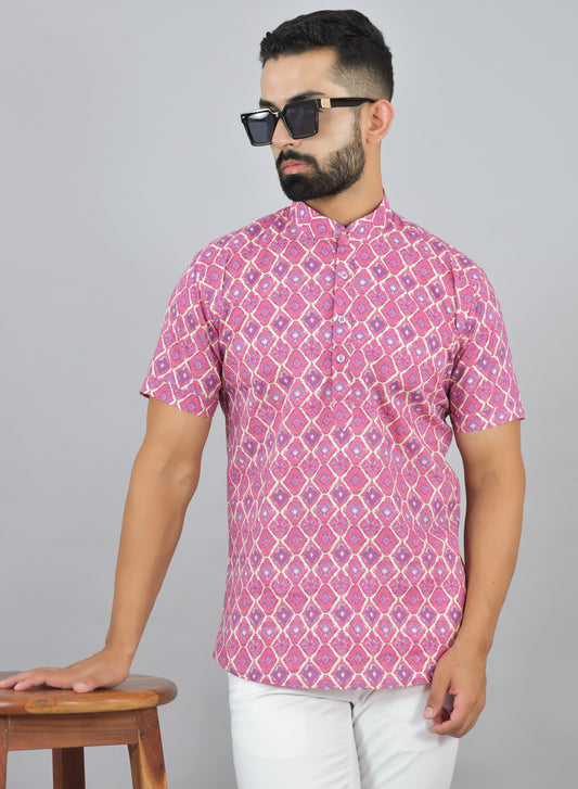 Pink Ootha Short Sleeve Kurta