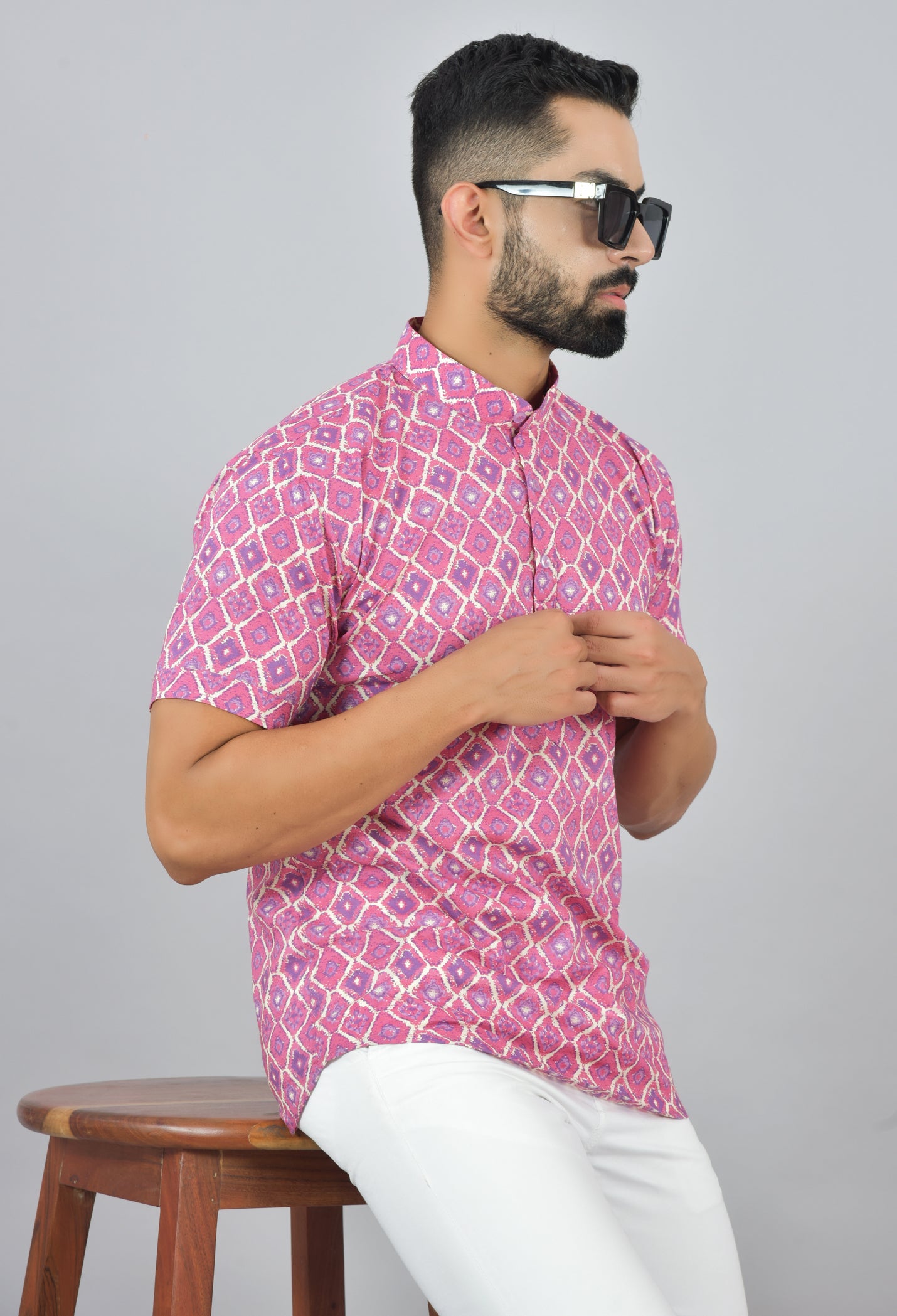 Pink Ootha Short Sleeve Kurta