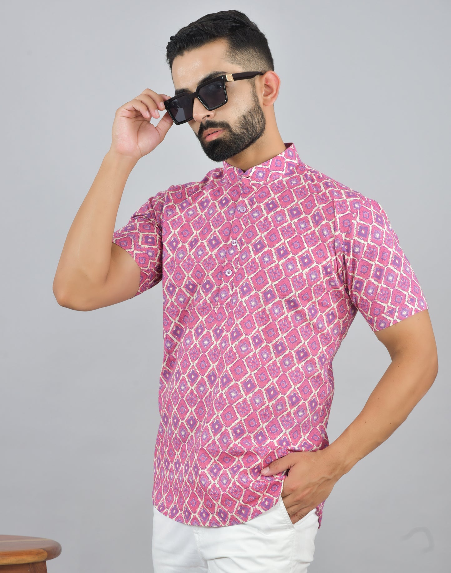 Pink Ootha Short Sleeve Kurta