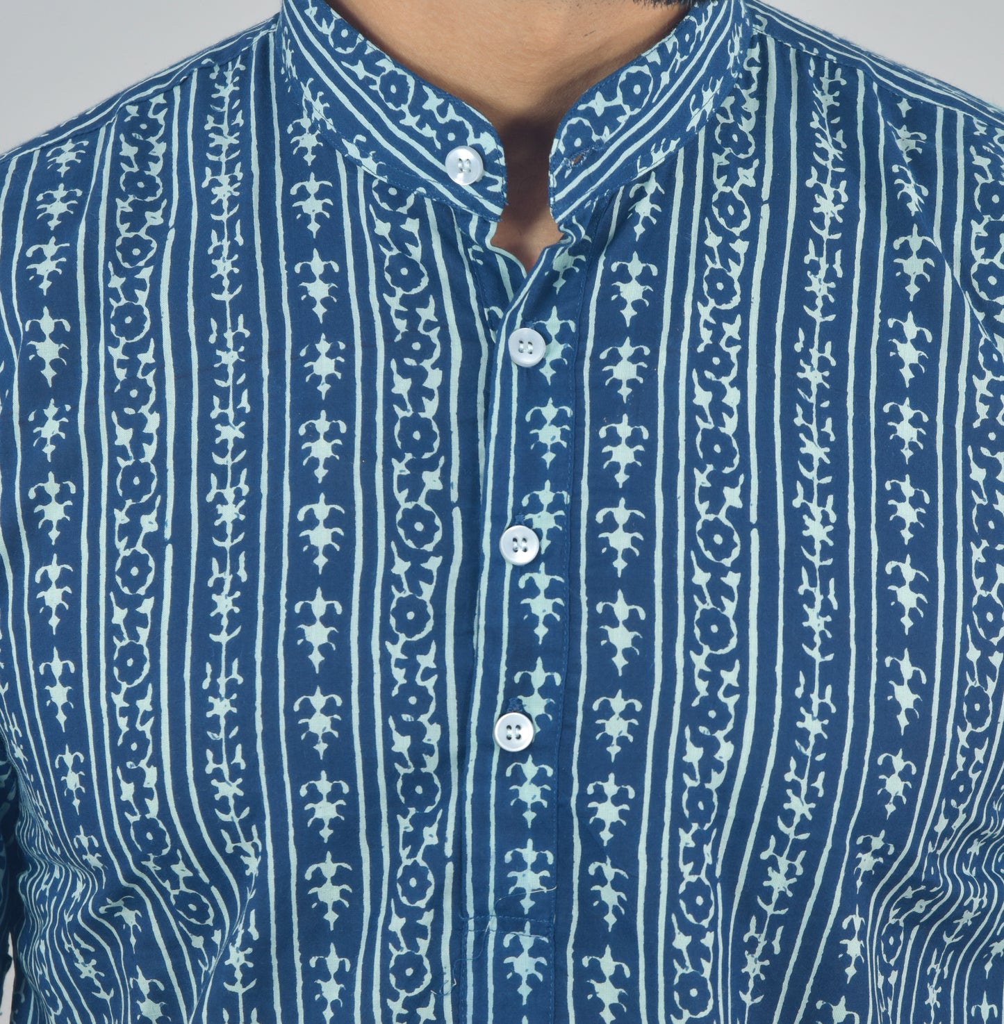 Blue Azure Stripe Short Sleeve Kurta