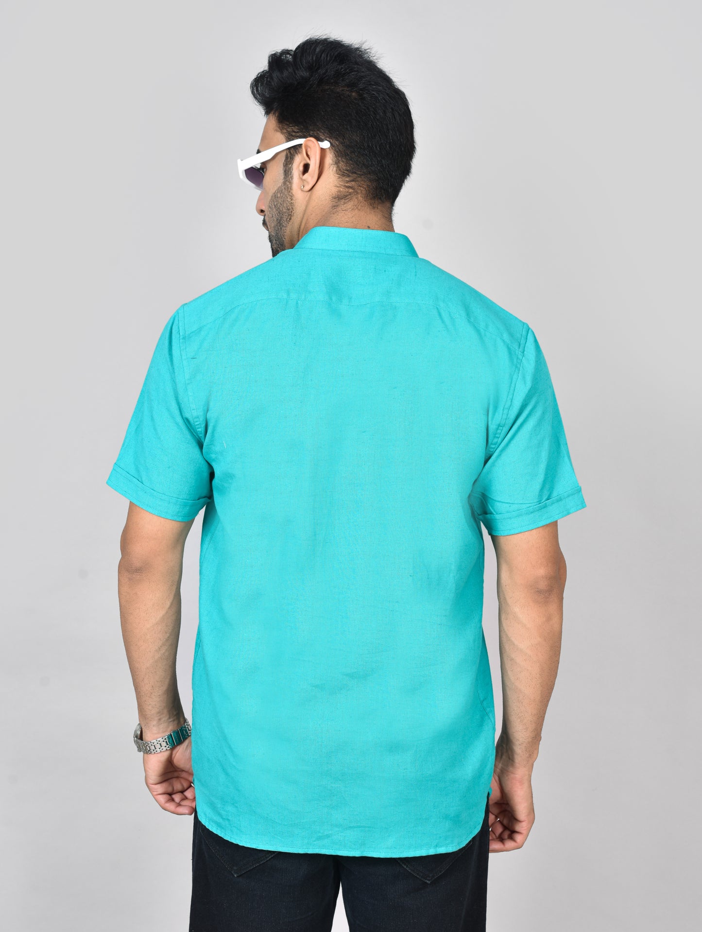 Aqua Plain Short Sleeves Kurta